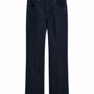 Dark Indigo Wide-Leg Jeans with Pressed Creases