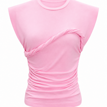 Light Pink Twist Front Sleeveless Ruched Knit Top