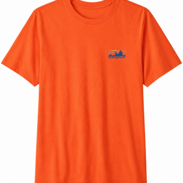 Bright Orange Crewneck T-Shirt with Mountain Logo