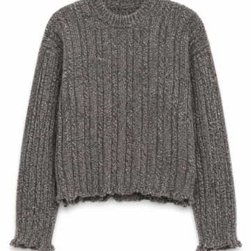 Heathered Grey Fringe Hem Knit Sweater