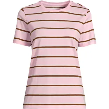 Light Pink Striped Crew Neck T-Shirt