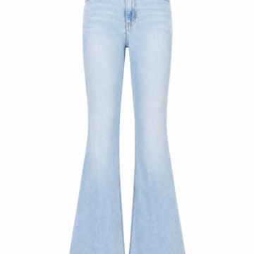 Light-Wash Blue Flared Jeans with High Rise