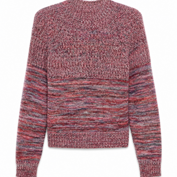 Multicolor Marled Knit Mock Neck Sweater