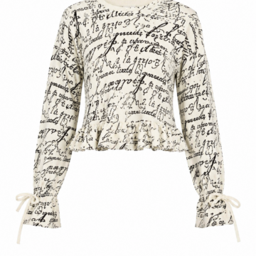 Off-White Script Print Peplum Hem Blouse