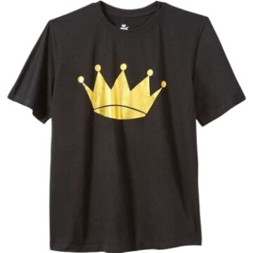 Black Relaxed Fit Crew Neck Gold Crown Graphic T-Shirt